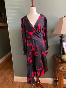 DKNY Surplice V-Neck Asymmetrical Hem Dress DD4GDB85 (Size 8) NWT MSRP $134 - Picture 1 of 3