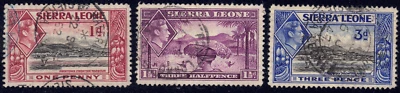 Sierra Lion SC# 174-177 1938-44 - Freetown Harbor - 3 estampillas diferentes - usadas Foto 1 de 2