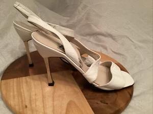 Vintage ATTICUS-London Ladies High Heel White Leather Sandals,Uk-8(eur-41),New. - Picture 1 of 13