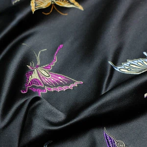 Butterfly Brocade Damask Faux Silk Fabric Satin Crafts Embroidery 75*100cm Retro - Picture 1 of 15