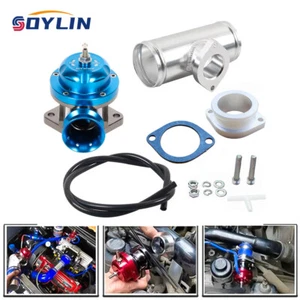 Blue Universal Billet Aluminum Type-RS Turbo Blow Off Valve+2.5" BOV Flange Pipe - Picture 1 of 14