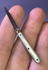 RARE Miniature ANTIQUE Watch Fob KNIFE TOOL Mother of Pearl Edwardian Victorian