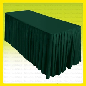 6' Fitted Table Skirt Cover Wedding Banquet w/Top Topper Tablecloth HUNTER GREEN - Picture 1 of 1