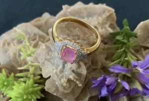 Ring Silber 925 vergoldet Harry Ivens mit Pink Saphir & Zirkone Gr. 19 Neu - Bild 1 von 8
