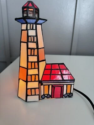 Lámpara de mesa faro estilo Tiffany luces nocturnas vitral mosaico Foto 1 de 4