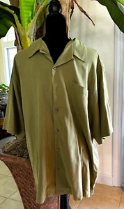 Tommy Bahama Short Sleeve Shirt, Mens XL, Sage Green, Solid, 100% Silk - Picture 1 of 7
