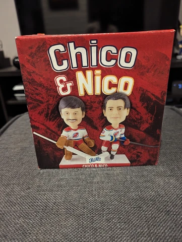 New Jersey Devils "Chico and Nico" bobblehead NEW Chico Resch and Nico Hischier Cover
