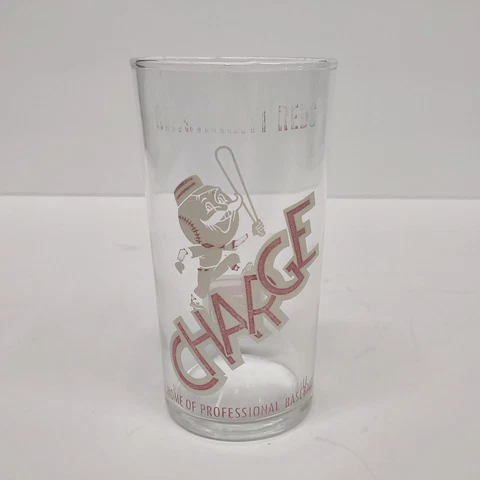 Vintage Cincinnati Reds Charge Mr. Red Mascot Tresler Comet Glass - 5 1/4” Cover