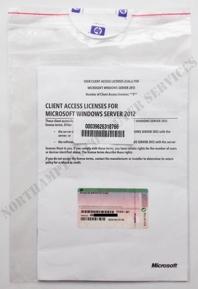 Windows Server 2012 / R2 5 User CALs HP Client Access Licence 701915-A21 - VAT - Image 1 of 2