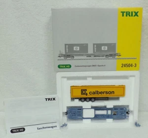 TRIX in doos 24504-3 Trailerdraagwagen beladen trailer CALBERSON metalen chassis - Photo 1/10