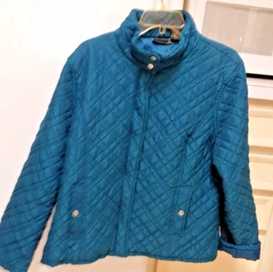 Jane Ashley Teal Green Blue Quilted Jacket Size XL - Picture 1 of 4