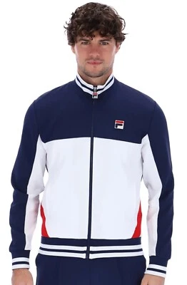 FILA Vinatge Borg Tiebreaker Tenis Chaqueta de Chándal (Blanco/Azul - Imagen 1 de 3