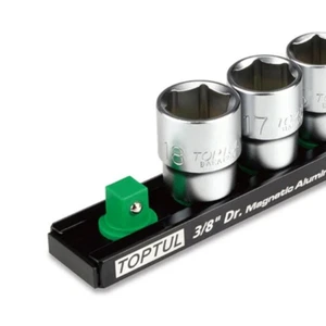Toptul 1/2in Dr. x 260mm Magnetic Aluminium Socket Rail 10pc Set - Picture 1 of 2