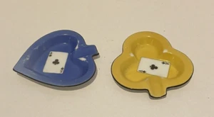 Vintage Noritake Poker Themed Porcelain Ashtray Set of 2  1-Club 1-Spade - Picture 1 of 3