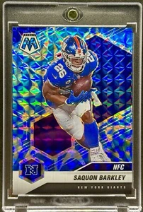 SAQUON BARKLEY RARE BLUE MOSAIC REFRACTOR INVESTMENT CARD SSP EAGLES MINT - Picture 1 of 2