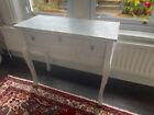 White Bespoke Metal Coated Console Table Hallway Side Desk W/ 3 X Drawers