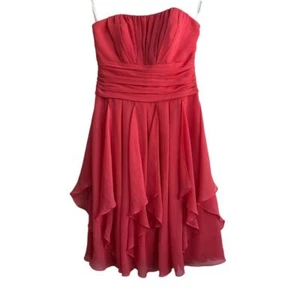 David's Braut Brautjungfernkleid Größe 2 Lachs F14169 Chiffon Abschlussball Hochzeit formell - Bild 1 von 10