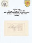 DOUGIE GRAY GLASGOW RANGERS SCHOTTLAND seltene signierte Karte Original Autogramm