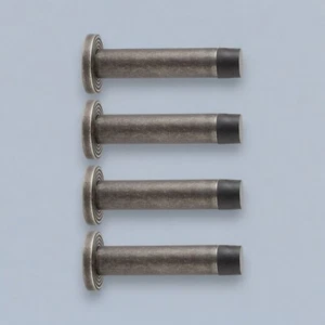 4 x Pewter Solid Brass Cylinder Projected Plain Door Stops on Reeded Backplate - Picture 1 of 5