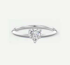 IGI F/VS 1 Ct Heart Cut Lab Created Grown Diamond 18K White Gold Solitaire Ring - Picture 1 of 2