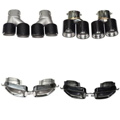 For BMW 3 Series 340 330 335 Carbon Fiber Exhaust Dual End Tip Tail Pipe Muffler - Image 1 of 2