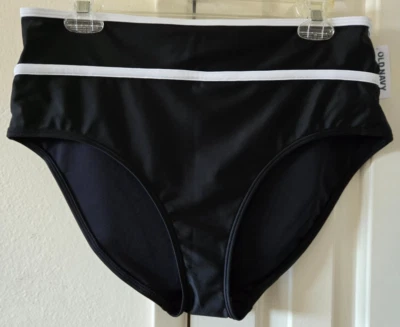 Traje de baño antiguo azul marino negro con ribete blanco traje de baño parte inferior separada 1X 16 XL Foto 1 de 3