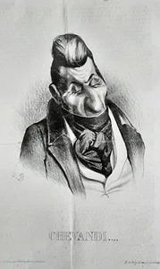DAUMIER / LE CHARIVARI  1833     PORTRAIT CHEVANDI  ....    Orginal-Lithographie - Bild 1 von 6