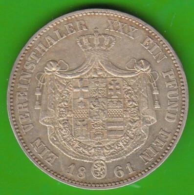 Coin Taler Silver Hessen-Kassel Vereinstaler 1861 Pretty nswleipzig - Image 1 of 3