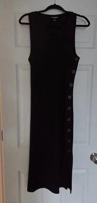 Vestido Vaina Steve Madden Negro con Abertura Lateral/Botones Talla L Foto 1 de 4