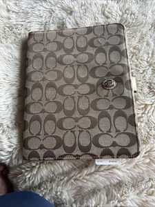COACH iPad Tablet Semi-Hard Case Brown Gold Signature “C” Logo Turn-Lock - Picture 1 of 3