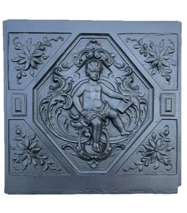 Placa de horno antigua con putte de horno de fundición horno de piso hierro fundido Gründerzeit - Imagen 1 de 5