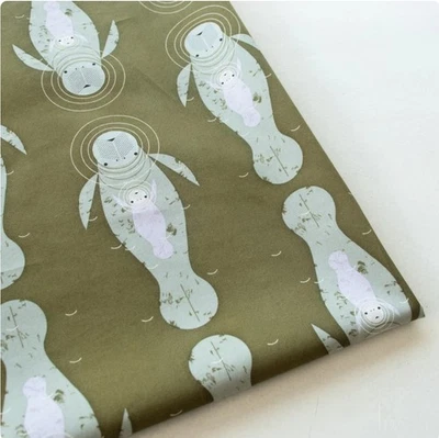 Charley Harper•Coastal Vol 2•Momatee, Manatee Fabric!Organic Cotton•BTY  - Image 1 of 4