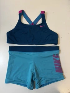 Nike A5844 Kids Rift Prism Bikini and Shorts Green Abyss Girl’s Top M. Bottom L - Picture 1 of 9