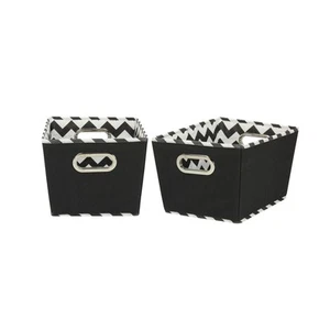 71-1 Small Tapered Decorative Storage Bins with 2 Pack Set Cubby Baskets, Bla... - Picture 1 of 3