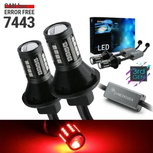 2x 7443 LED Bombilla sin errores Canbus Rojo Freno Cola Parada Trasera Resistencia con cable - Imagen 1 de 8