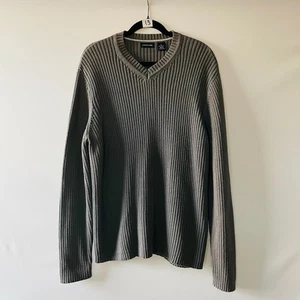 Structure Mens Dark Gray V-Neck Ribbed Tight Knit Pullover Sweater Size X-Large - Picture 1 of 7