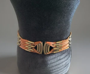 Lucky Penny Ledergürtel Messing Perlen Rückenschnalle Größe Medium Bohemian - Bild 1 von 7