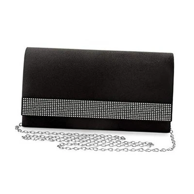 Атласные стразы вечер сумки вечеринки свадебный клатч сумочка для женщин выпускного вечера черный - Изображение 1 из 4