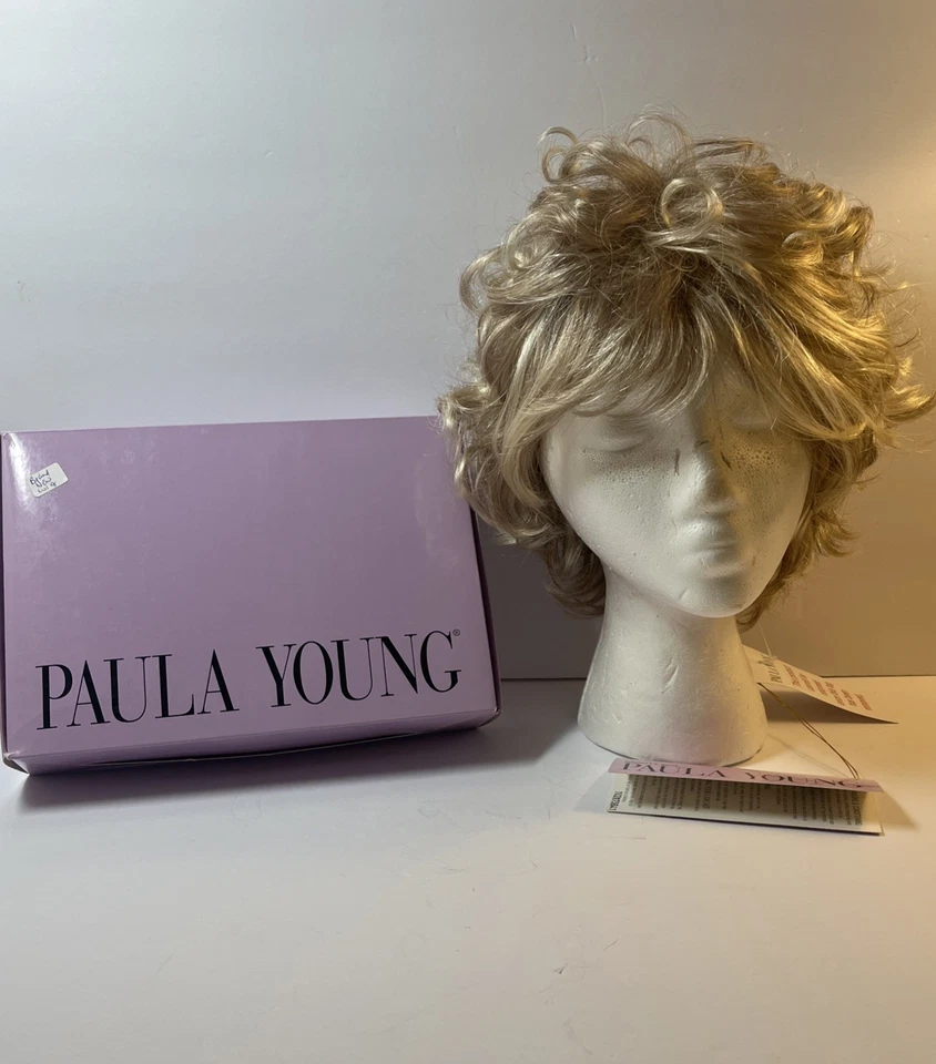 Paula Young Wig Emersyn 14/88A Curly Light Ash Blonde Shaggy Short Layered - Image 1 of 4