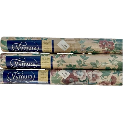 Vintage Vymura Luxury Floral Ready Pasted Wallpaper 56 SQ Ft Each Lot Of 3 - Image 1 of 4