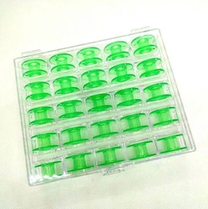 25X Plastic Bobbin #2518P Green Colour 15 Class Packed in Clear Plastic Case - Picture 1 of 2