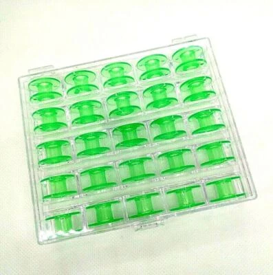 25X Plastic Bobbin #2518P Green Colour  15 Class Packed in Clear Plastic Case - Image 1 of 2