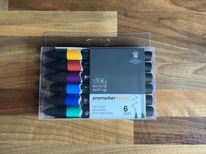 Winsor & Newton Promarker Set Rich Tones Twin Tip Set of 6 Brush - Picture 1 of 2