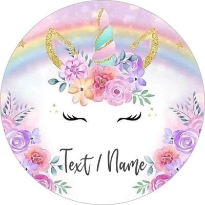 Einhorn Tortenaufleger Party Deko personalisiert Geburtstag Unicorn Name essbar - Bild 1 von 4