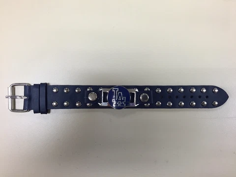 Los Angeles Dodgers Wristband Bracelet Leather Studded MLB Cover