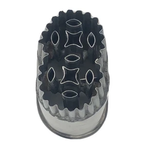 Stainless Pastry Canapé Cutter Tin Double Circles Symbol Rare - Picture 1 of 7