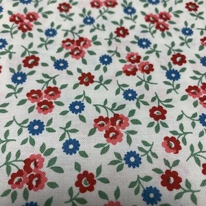 OOP Let's Play Floral Calico Fabric By Benartex Red Pink Blue Off White 1+ Yards - Picture 1 of 17