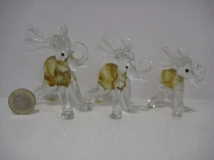 3 x VINTAGE MCM ELEFANTEN MURANO GLAS LAMPENARBEIT NEUHEIT WILDE TIERORNAMENTE - Bild 1 von 8