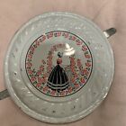Vintage Tin Stove Pipe Chimney FLUE COVER - Victorian Lady & Red Flowers -