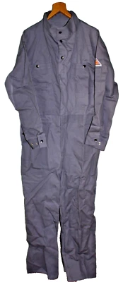 Protective FIRE RETARDENT FR COVERALLS Gray 46R 100% Cotton USA - Image 1 of 4